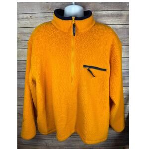Vintage LL Bean Fleece Sweatshirt Half Zip Orange Sz 3XL 28x27